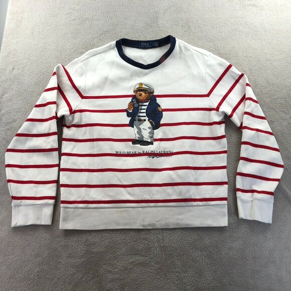 Polo Ralph Lauren Mens Sailor Bear Sweatshirt Small Striped Long-Sleeve Crewneck - Picture 12 of 13